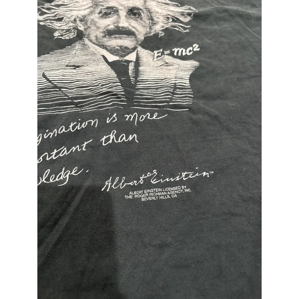Vintage 90s Albert Einstein E=mc² Fruit of the Loom Best T-Shirt Men's L Black